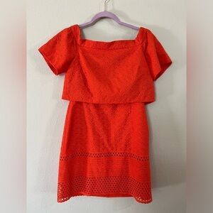 Topshop Orange Off The Shoulder Cut Out Mini Dress